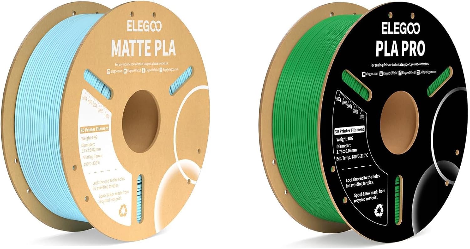 Matte PLA Filament Ice Blue 1KG & PLA PRO Filament Green 1KG