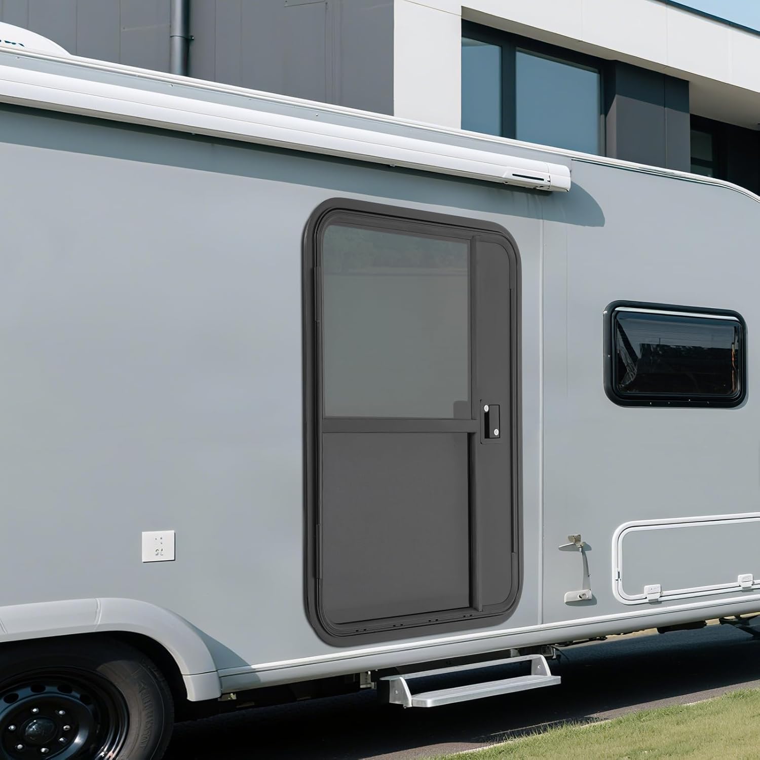 28"x38" RV Entry Door,Driver Side Teardrop Trailer Door Replacement,RV Camper Entry Door with Tempered Glass Fit for RVs Campers Cargo Trailers Horse Trailers (Left Side, 28" W × 38" H)