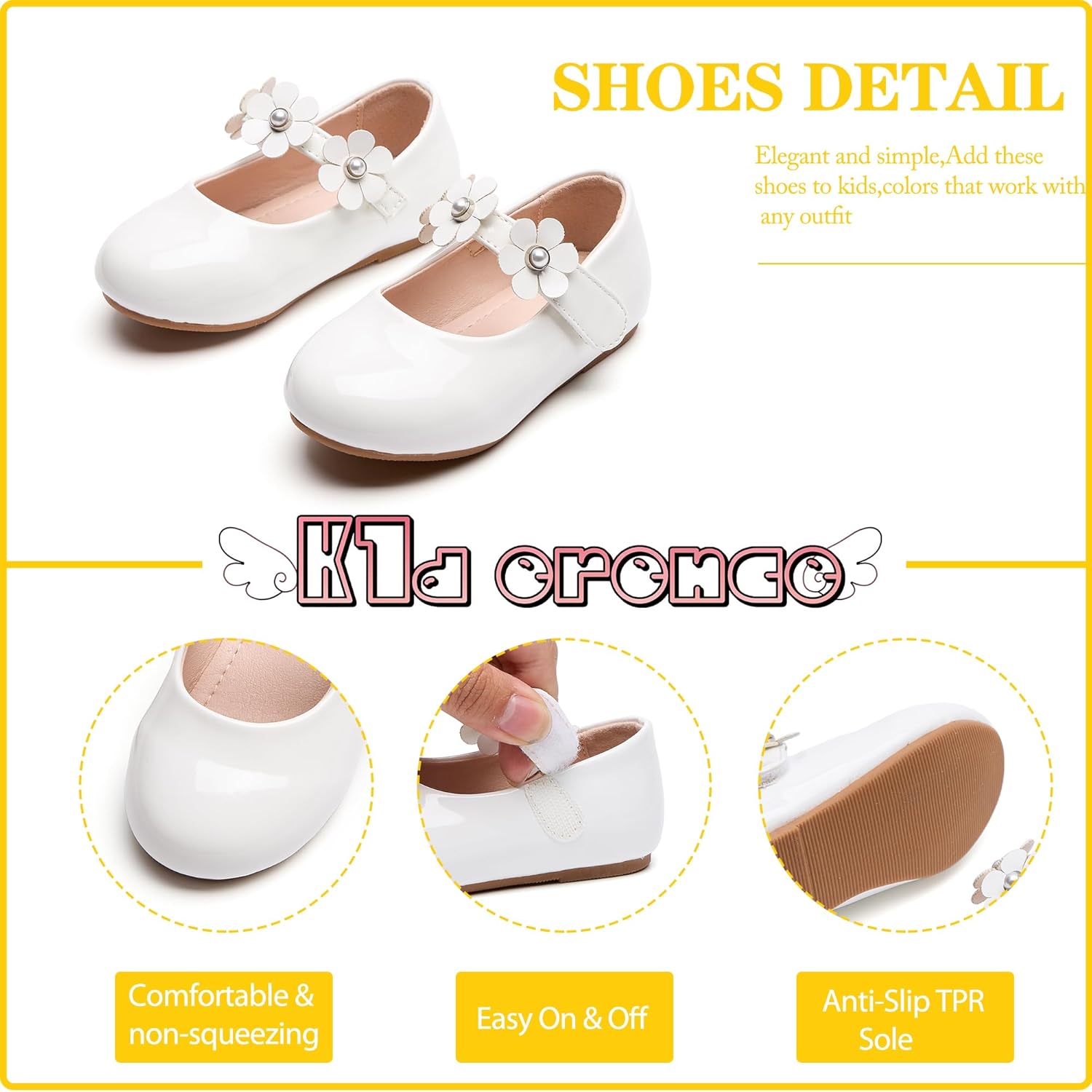 Kiderence Little Toddler Girls Dress Shoes Ballerina Ballet Flats Kids Mary Janes - Image 4