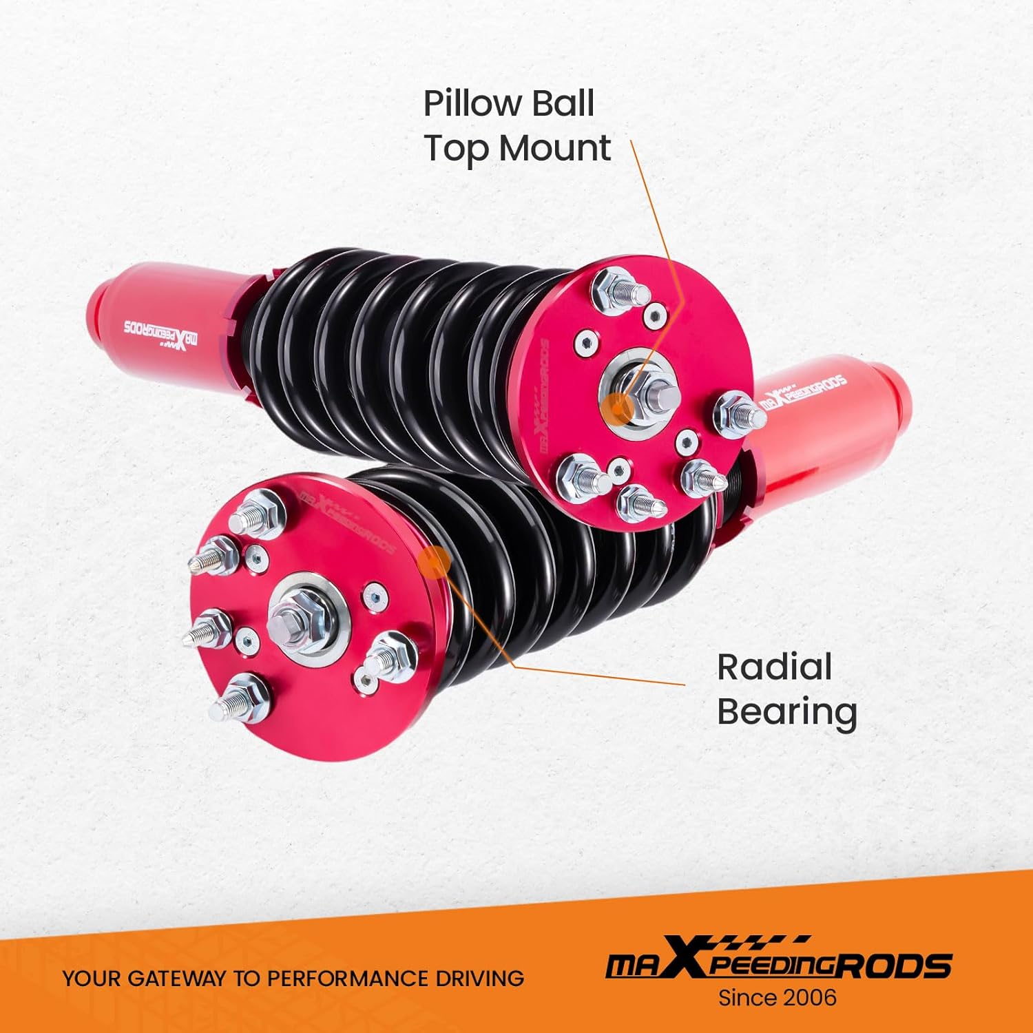 maXpeedingrods Coilovers for Honda Accord Sedan CL7/CL7 2003-2008, for Acura TSX 2004-2008, Height Adjustable Coil-over Suspension Kit, Preset Damping Shock Absorber Struts, Lowering Kit Red
