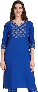 Amazon Brand - MyxWomen's Printed Cotton Regular Fit Ku...