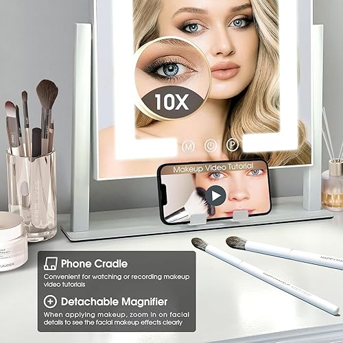 Miniatura 4 de Kottova Espejo de tocador con luces, espejo de maquillaje, espejo de Hollywood iluminado con tira LED regulable, 3 modos de color y espejo de