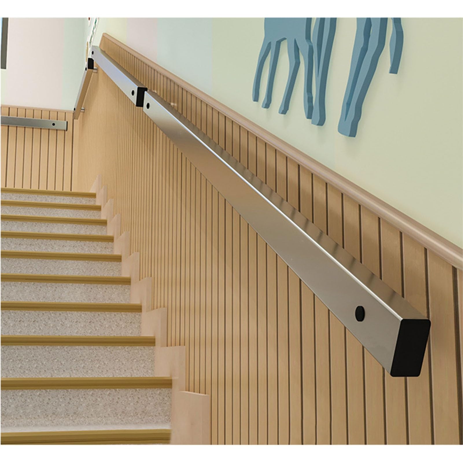 Main courante d'escalier antidérapante pour éviter les chutes sur marches intérieures et extérieures