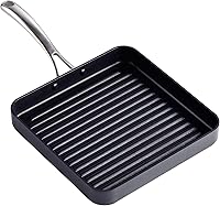 Cooks Standard 11x11 Nonstick Hard Anodized Square Grill Pan - Even Heat Grill Marks, Oven Safe to 500°F