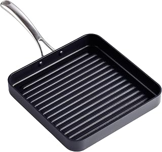 Cooks Standard 11x11 Inch Hard Anodized Nonstick Square Grill Pan - Even Heat, Grill Marks, Easy Clean Griddle