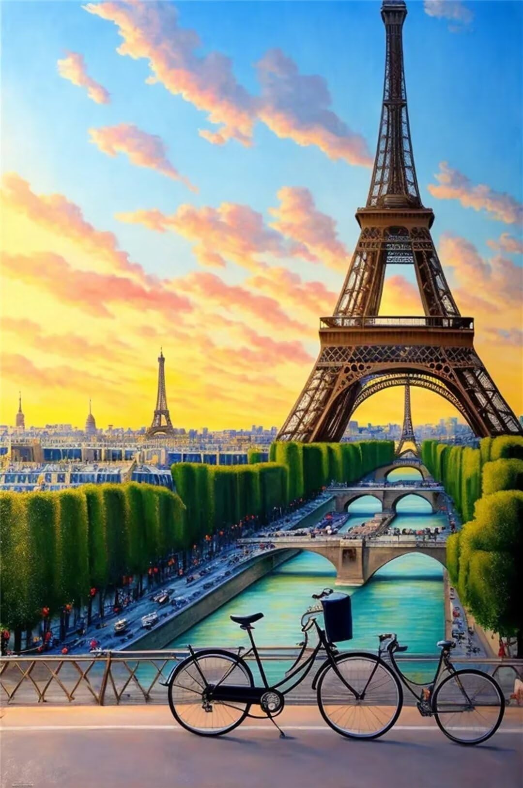 Diamond painting Tour de Eiffel 5D DIY broderie diamant kit complet 80x100cm pour loisirs créatifs