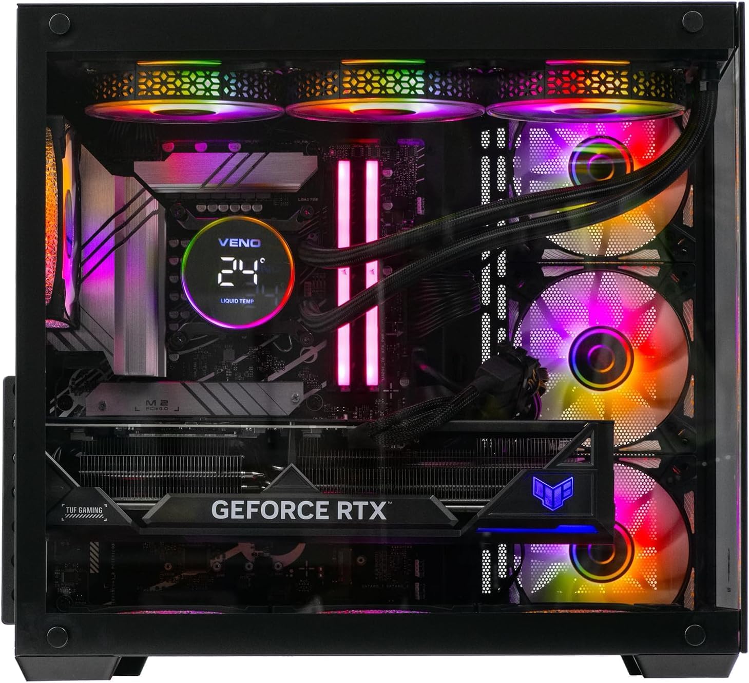 Veno Scorp Gaming PC – Intel Core Ultra 9-285k Nvidia Geforce RTX 5070Ti 16GB Graphics Card – 32GB 6000Mhz DDR5 Ram – 2TB Gen5 NVMe – 850W Gold Rated PSU – Wi – Fi – Nemesis 7 ARGB Black