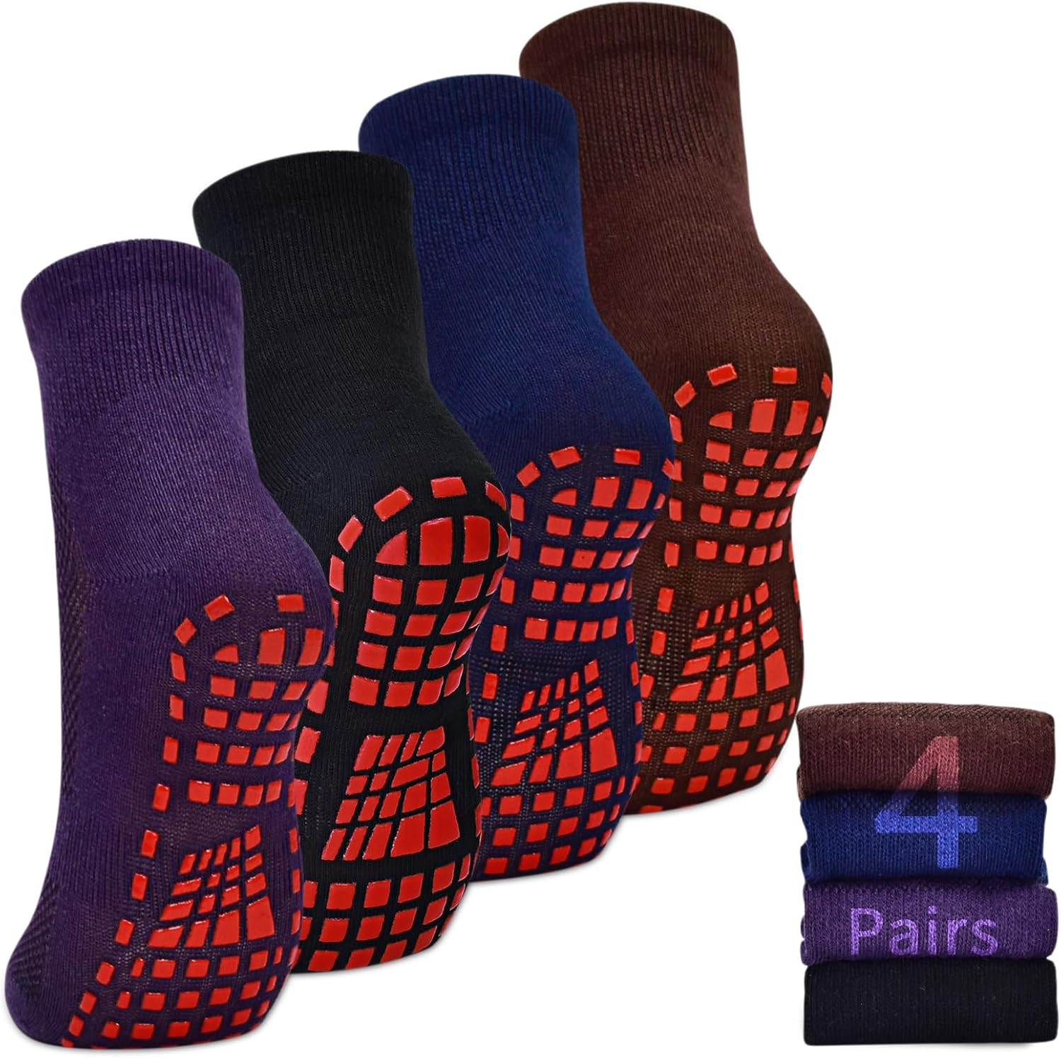 Chaussettes De Yoga Antidérapantes – 3 Paires En Coton, Pointes En Caoutchouc, Tailles 37-41, Parfaites Pour Pilates, Danse, Fitness