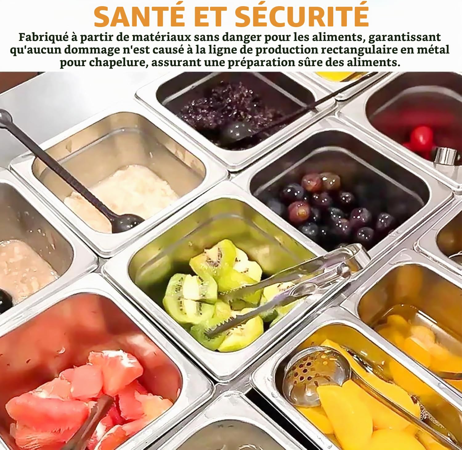 Lot de 4 Plat Inox avec Couvercle, GN 1/6 Bac avec Couvercle, 17,5 x 16,2 x 10 cm Bac Alimentaire Inox pour des Fours à Convection, des Chafing Dishes, des Réfrigérateurs