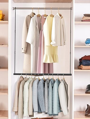 Miniatura 5 de STORAGEIDEAS Barra de armario colgante, barra extensora de armario ajustable en ancho y altura, barra para colgar doble barra de armario,