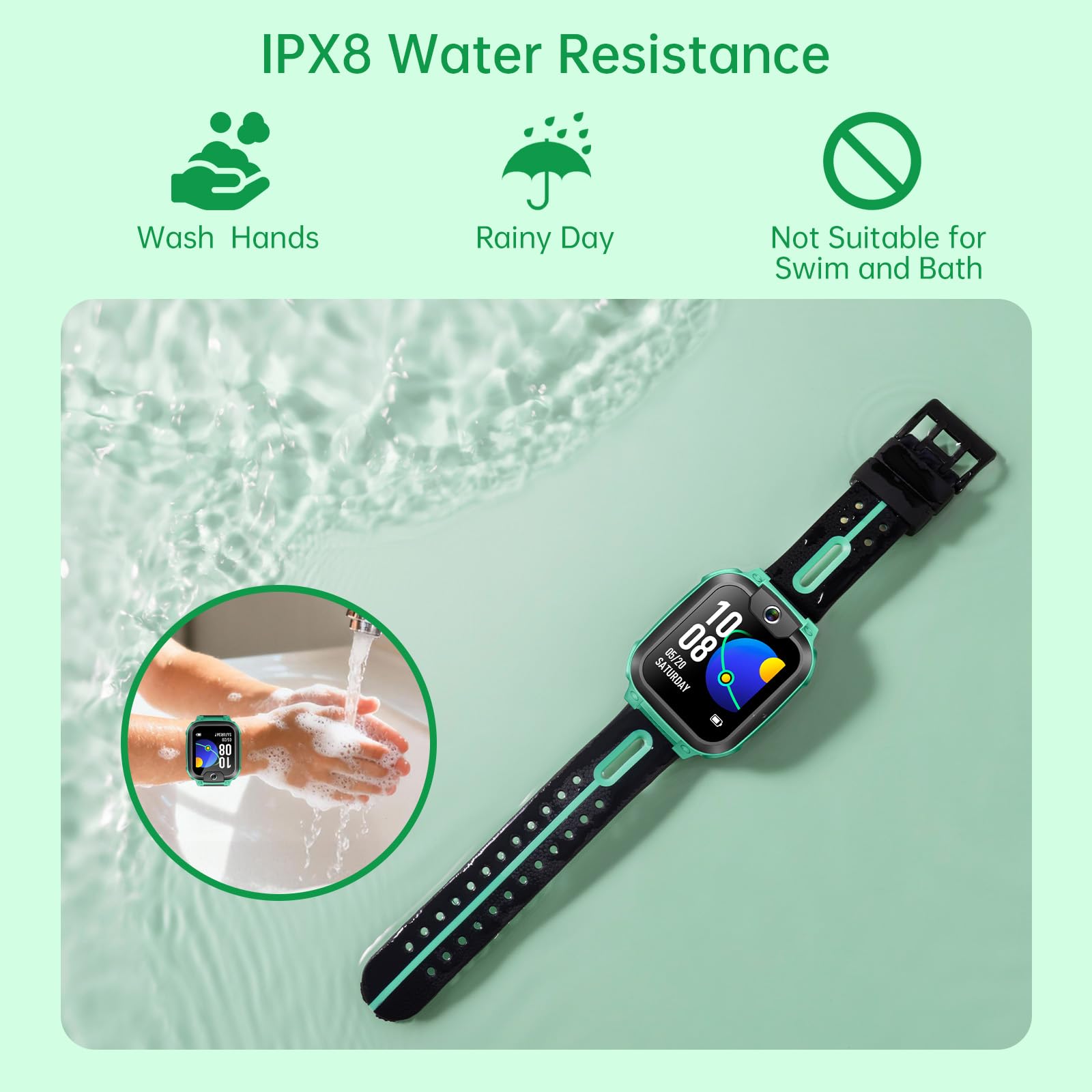 imoo Z1 Reloj Inteligente niño，smartwatch niños con GPS y Llamadas， 4G Smartwatch Niños con Tarjeta SIM y Video HD，IPX8 Reloj Inteligente niño Resistente Agua (Z1, Verde)