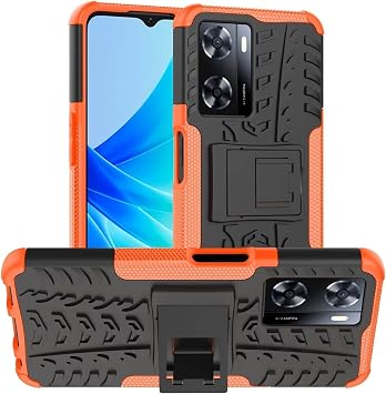 PIXFAB For Oppo A57 5G / Oppo A77 5G Case, Shockproof Case, Hybrid [Tough] Rugged Armor Protective Cover, Phone Case Cover With Built-in [Kickstand] For Oppo A57 5G / Oppo A77 5G - Orange