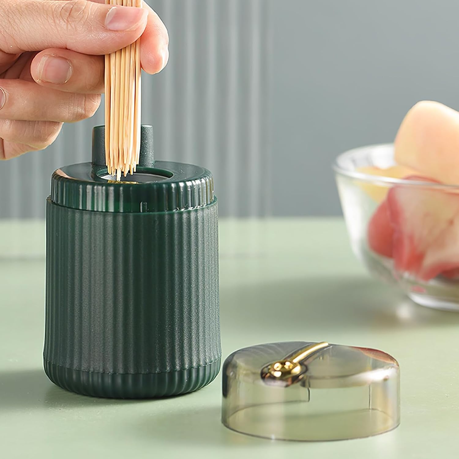 BESTOYARD Press Type Toothpick Holder round Box PP Automatic Opening Home image 4