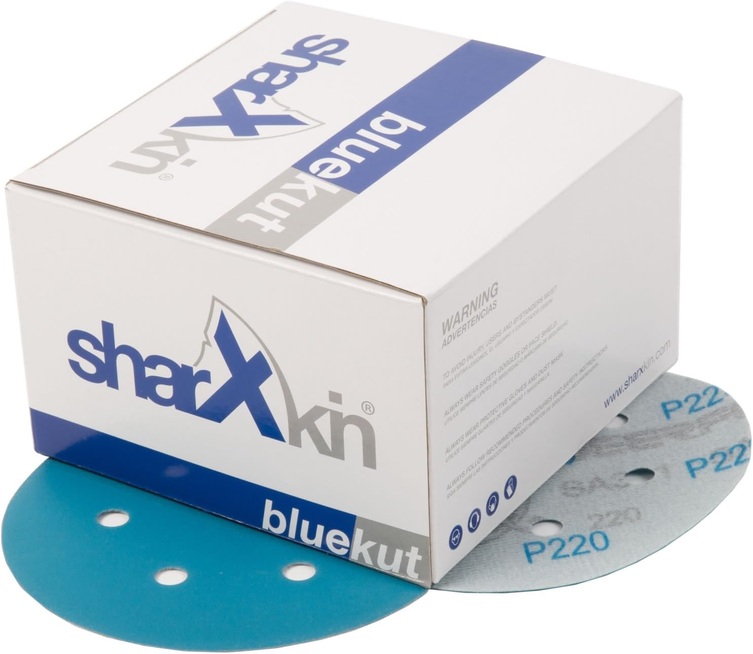 6” Sanding Discs by Sharxkin BlueKut 100-Count Pack 6 Holes Hook and Loop Aluminum Oxide in Multiple Grits for Automotive Car Home Repair Woodworking and Furniture Refinishing (P220 Grit)