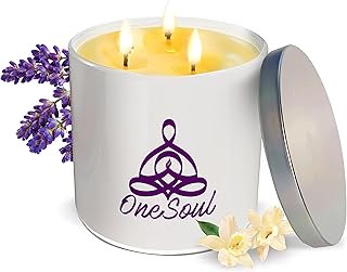 Large Lavender Vanilla Candle, Scented Candles for Home, Hand-Poured Aromatherapy Large 3 Wick Candle for 50-Hour Burn Time, 14oz - OneSoul Collection