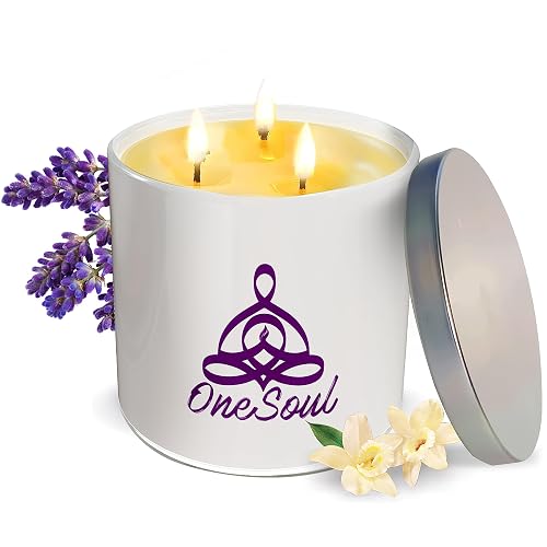 Large Lavender Vanilla Candle, Scented Candles for Home, Hand-Poured Aromatherapy