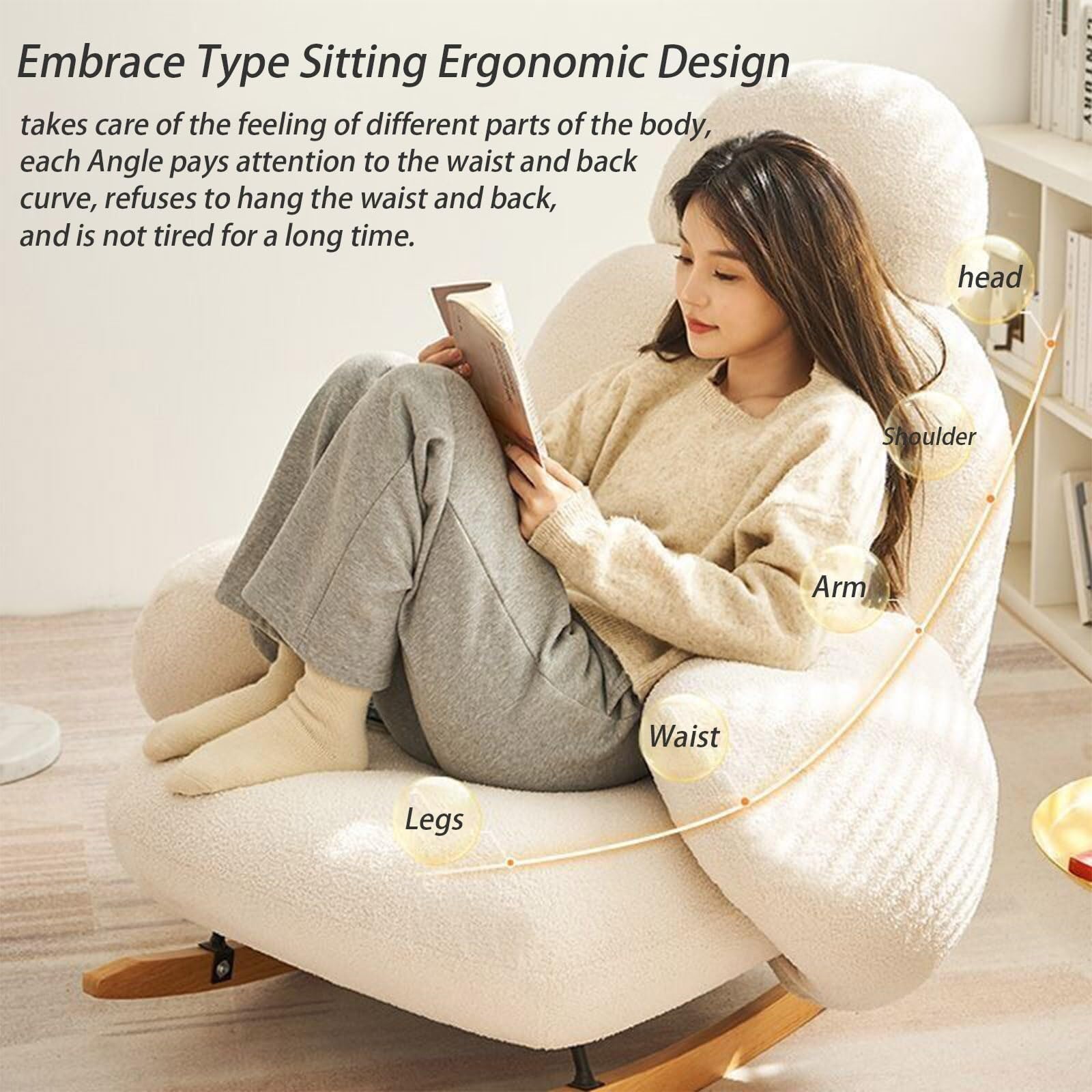 Sofá Perezoso, Mecedora Individual Súper Esponjosa Y Cómoda, Sillón De Ocio con Reposapiés, Adecuado For Balcón, Sala De Estar, Dormitorio, Patio(Khaki)