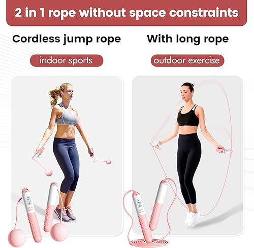 Miniatura 7 de Cordless Weighted Jump Rope with Counter  Adjustable Ropeless Skipping Rope for Fitness, Indoor & Outdoor Jumping Rope for Men Women, Digital