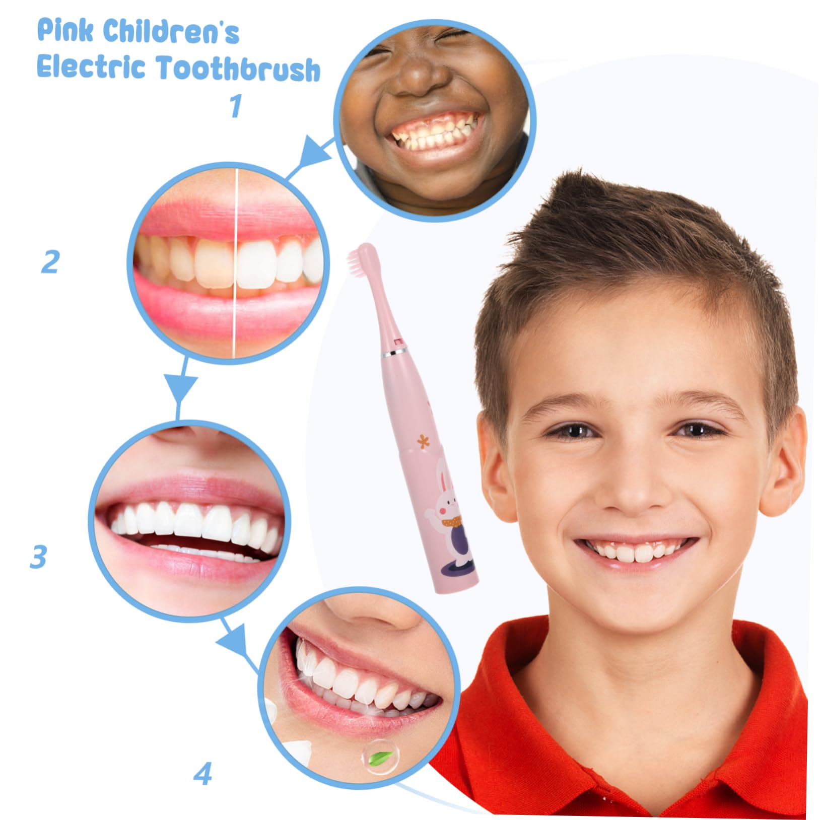 Ipetboom 3 Set Spazzolino Elettrico Per Bambini Spazzolino Portatile Accessorio Per Bambini Portaspazzolino In Ceramica Spazzolino Elettrico Per Fibra Profonda Rosa Prodotti Per