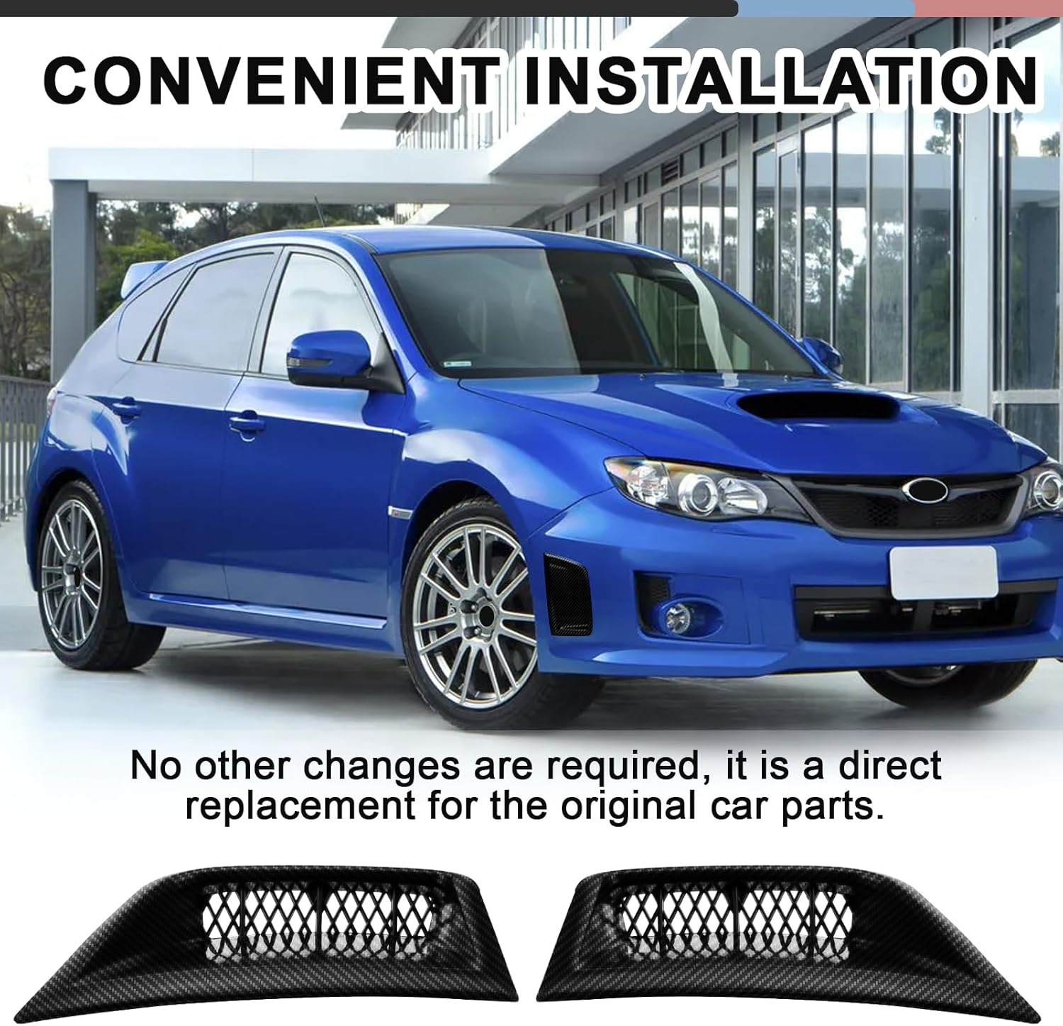 Left + Right Pair Carbon Fiber Bumper Bezel Corner Cover Compatible with Subaru Impreza WRX STi 2008 2009 2010 2011 2012 2013 2014 57739FG010 57739FG020