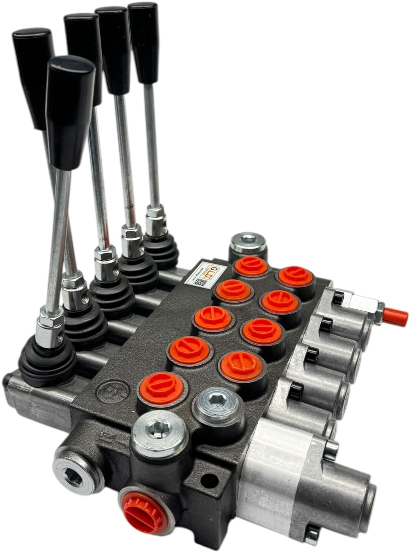 Distributore oleodinamico per trattore 5 leve - 4 doppio effetto + 1 semplice effetto con blocco in spinta 3/8" 45 Litri 300 bar
