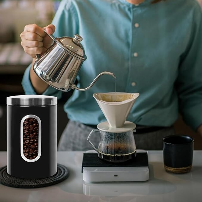 Set de 3 Tarros de Almacenamiento Luwint con Ventana, Negro miniatura 7