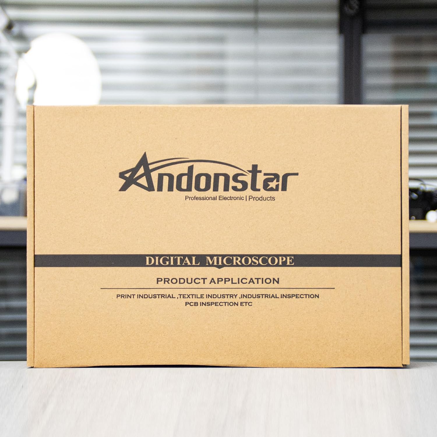 Close-up of the industrial metal lens and UV filter of the Andonstar AD407