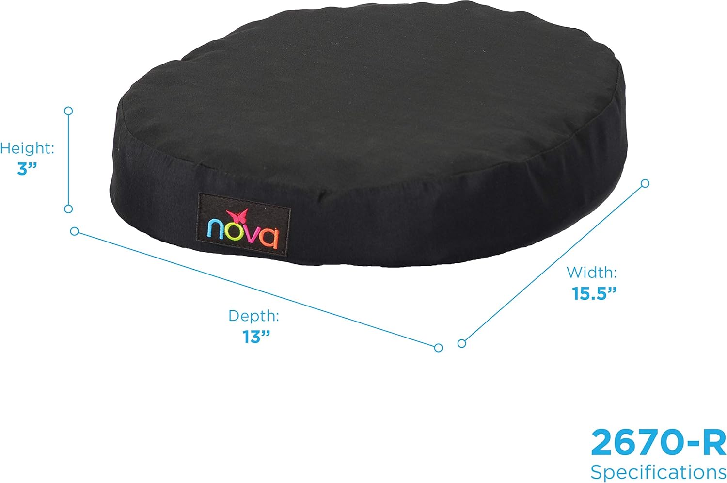 NOVA Medical Products Donut Pillow Seat Cushion with Convoluted â€œEgg Crateâ€ Foam, Travel Ring Cushion, Removable & Washable Black Cover