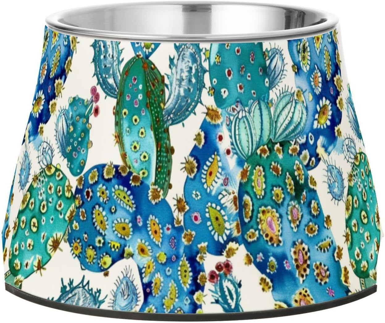 Boho Cactus Paisley Topaz Pets Food Bowl Enhanced Stainless Steel Cats Food Bowls for Small Dogs Slow Down Eating