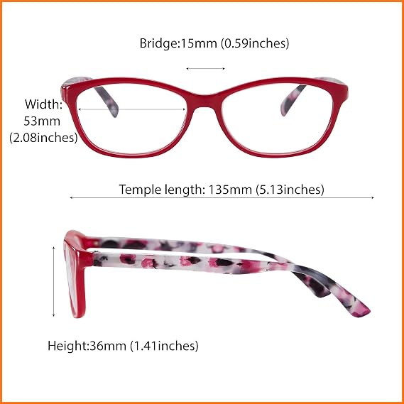 EYEGUARD 4 Pack Reading Glasses for Women Spring Hinges Comfortable Readers