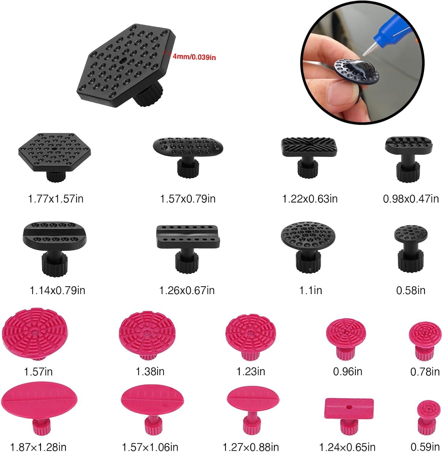 Car Dent Puller - Dent Repair Kit with Golden Lifter, Dent Removal Kit Double Pole Bridge Dent Puller for Auto Dent Removal, Door Dings and Car Hail Damage 40PCS (with Glue Set)