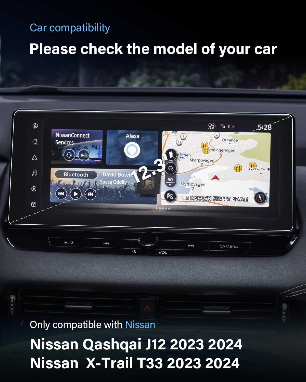 Protector de pantalla para Nissan Qashqai J12/X-Trail T33 e-Power 2023 2024 2025 2026 (cristal templado, protector de pantalla para accesorios Nisan)