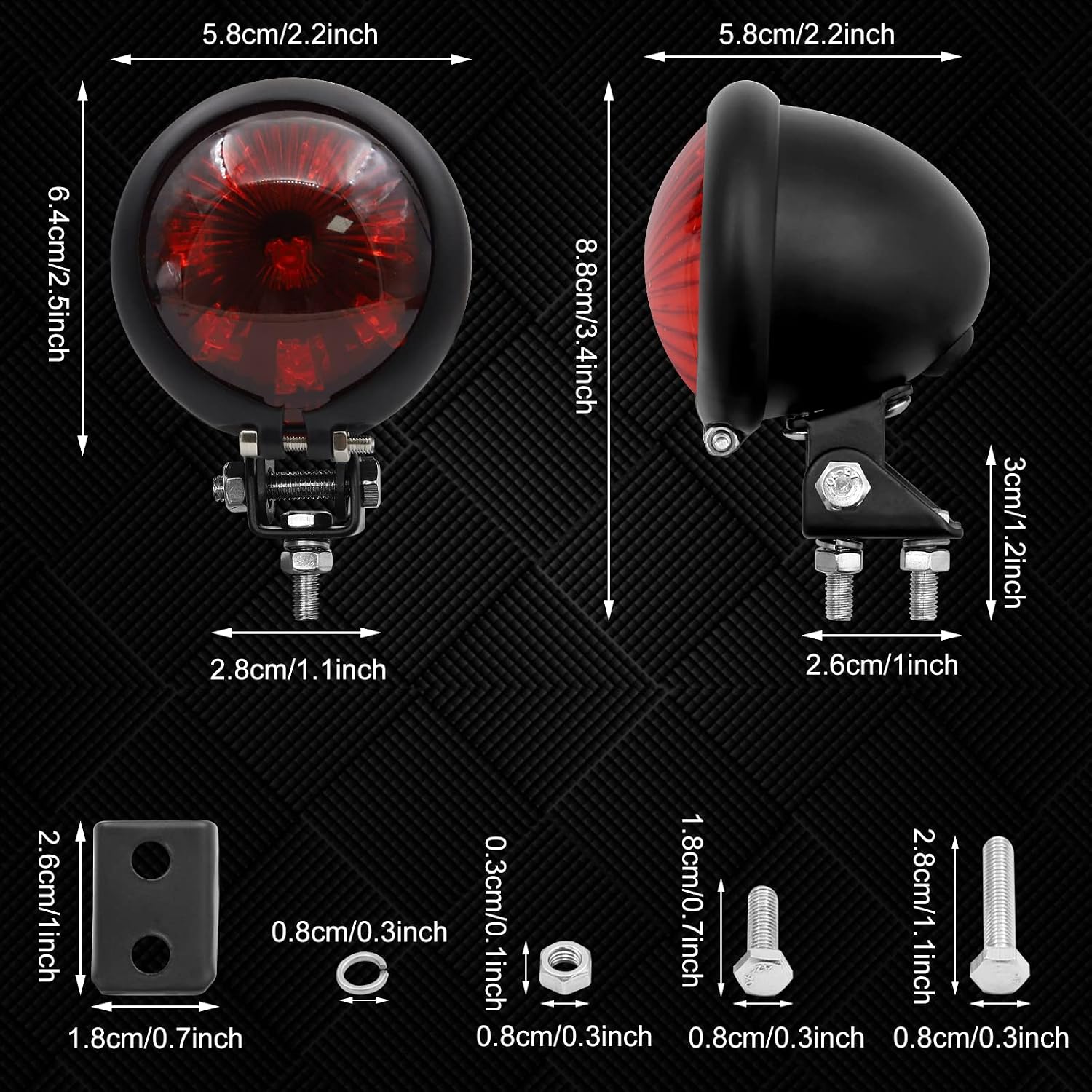 Motorcycle Tail Light, Universal LED Brake Stop Light Running Light Compatible for Motorcycle Dirt Bike ATV UTV, 12V 1Pcs (Red)