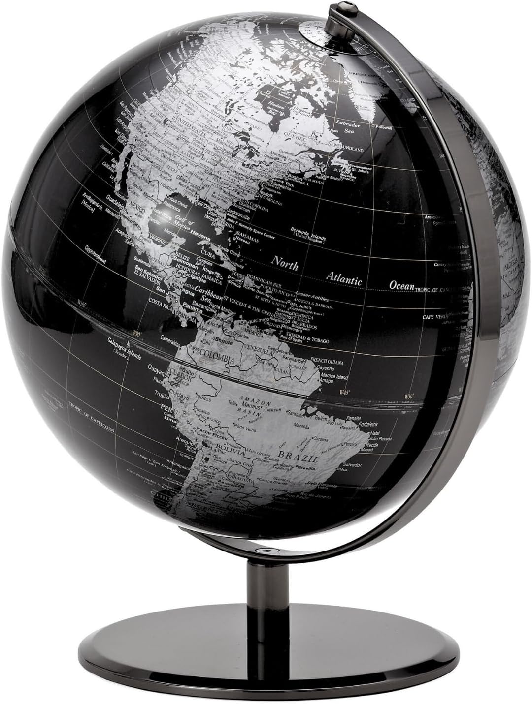 Torre & Tagus 8" Black Desk Globe For Office Home on Metal Stand - Earth Globes For Adults as Home Decor Educational Home Earth Globe, World Globes With Stand For Living Room, Home Office (Latitude)