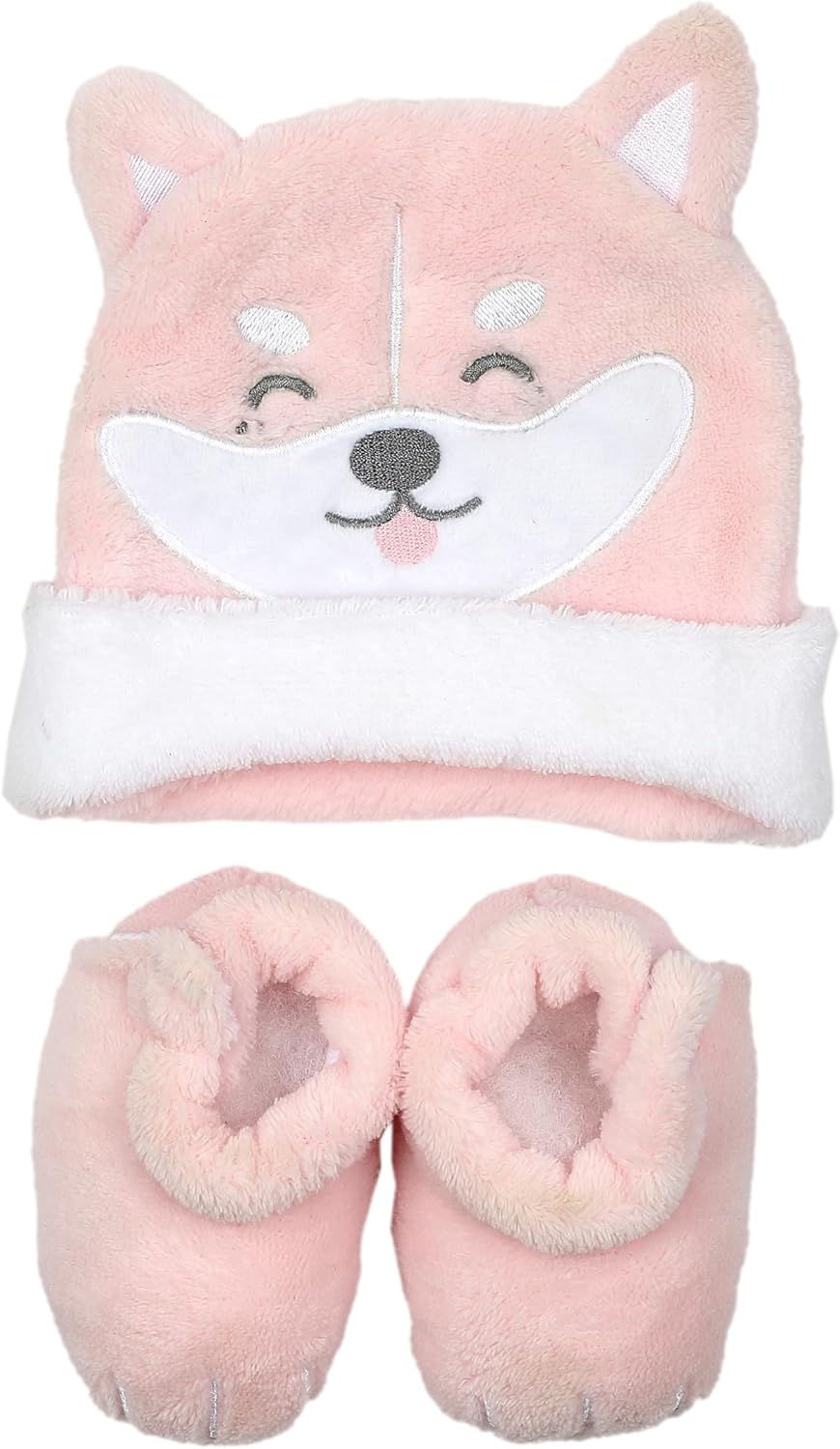 Tom ET Zoe, PU2196, Hat and Slippers for Baby Girls, Optimal Comfort in Soft Polyester, Adorable and Practical Design, Dimensions 28 x 14 cm, One Size, Pink Colour