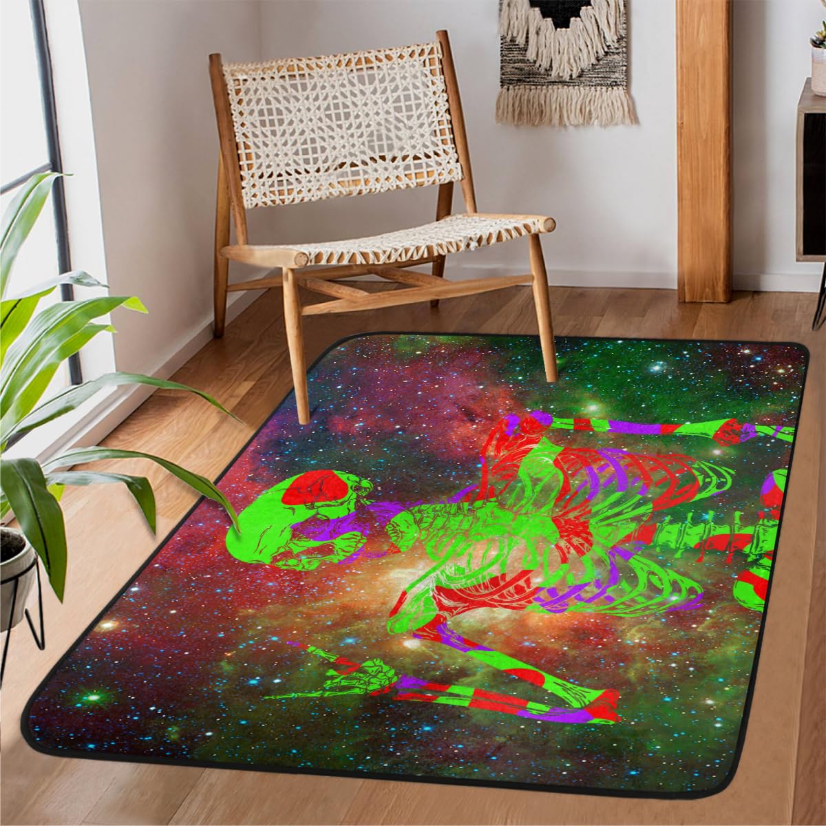 Tapis anti-glisse tête de mort pour sécuriser le sol du salon et de la chambre