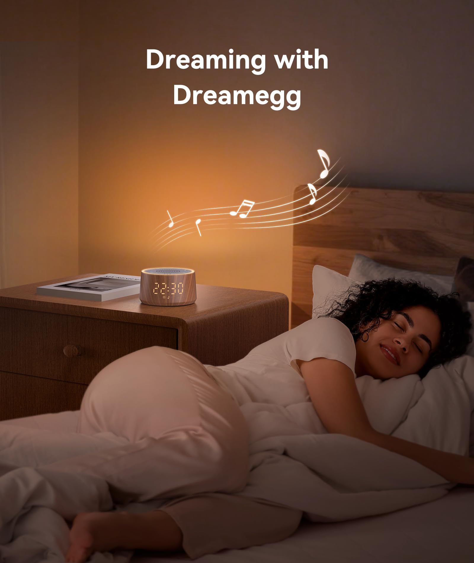 Dreamegg Veilleuse Bruit Blanc Bébé & Adulte avec Réveil Machine à Bruit Blanc 25 Sons Apaisants Lampe 10 Couleurs Minuterie 10–480min Écran et Lampe à 5 Niveaux de Luminosité 7 Sons d’Alarme