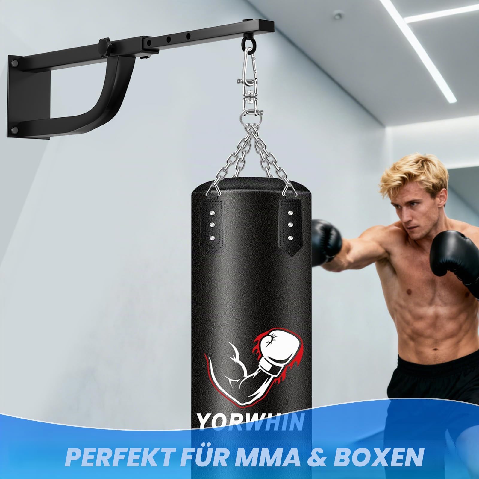 Boxsack Halterung, Adjustable Wandhalterung für Boxsäcke, Schwerer Aufhänger mit Einer Belastbarkeit, geräuschlose Rotation für das Home Gym, Indoor- und Outdoor-Boxtraining