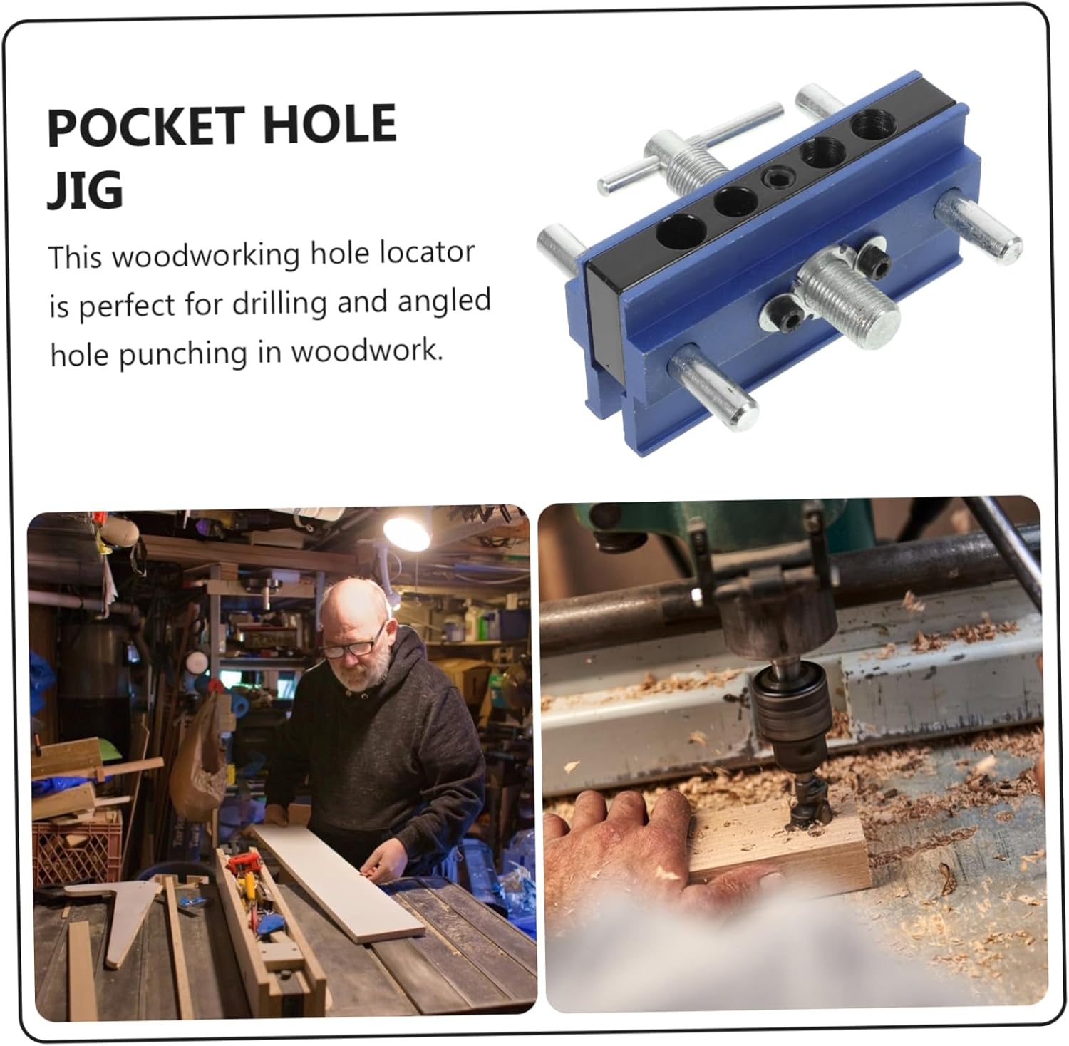 1Set Pocket Hole Jig Durable Locator Tool for Accurate Woodworking Projects Compatible with English Measurements for Angled Drilling and Hole Punching