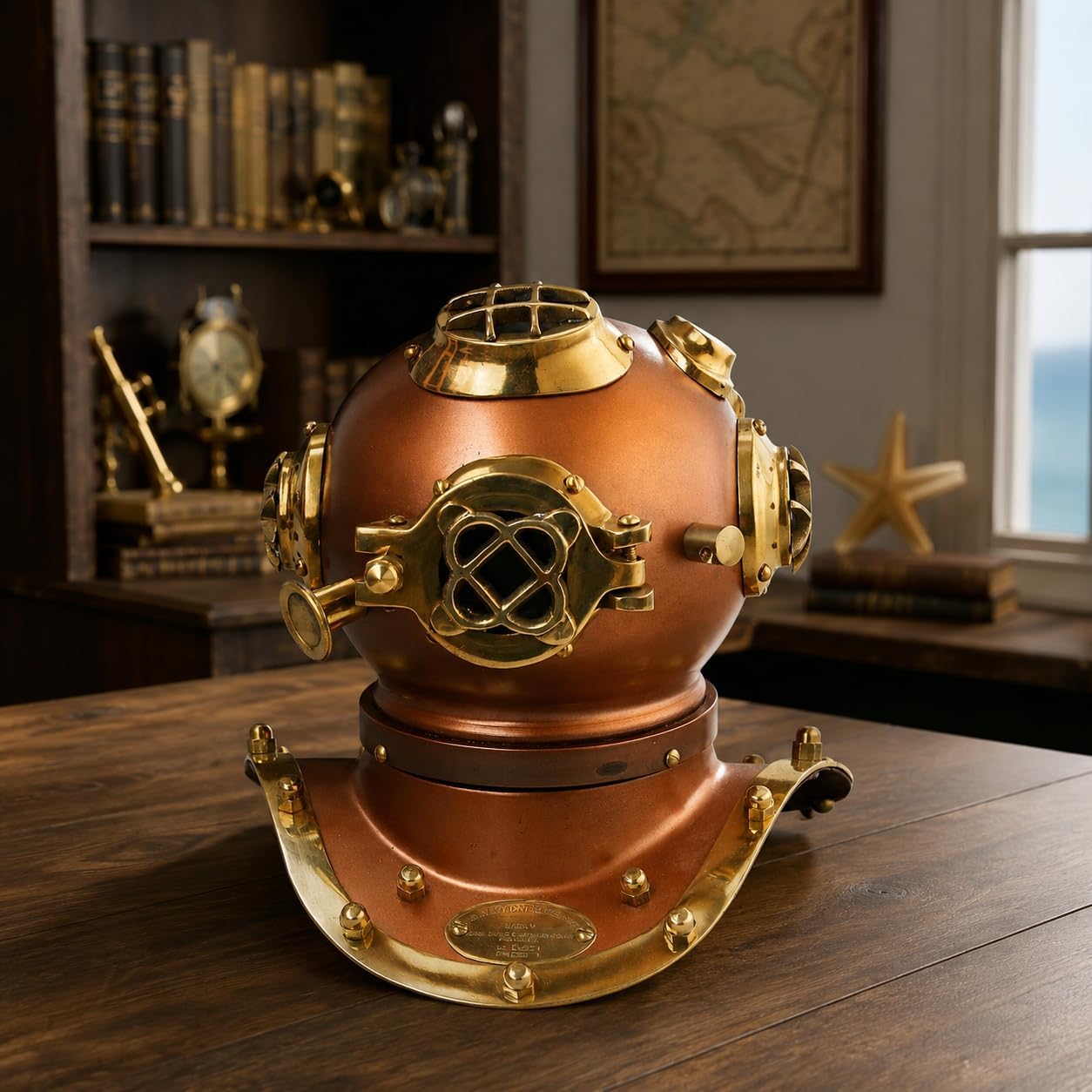 Vintage Handmade Marine Divers Diving Helmet Miniature US Navy Copper Finish Scuba Diving Divers Helmet Movie Prop Collectible Helmet Home & Table Decor image 2