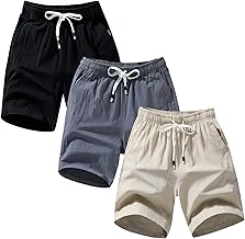 amropi Homme Lot de 3 Short Cargo à Taille Élastique Shorts Sport Pantalon Court avec Poche