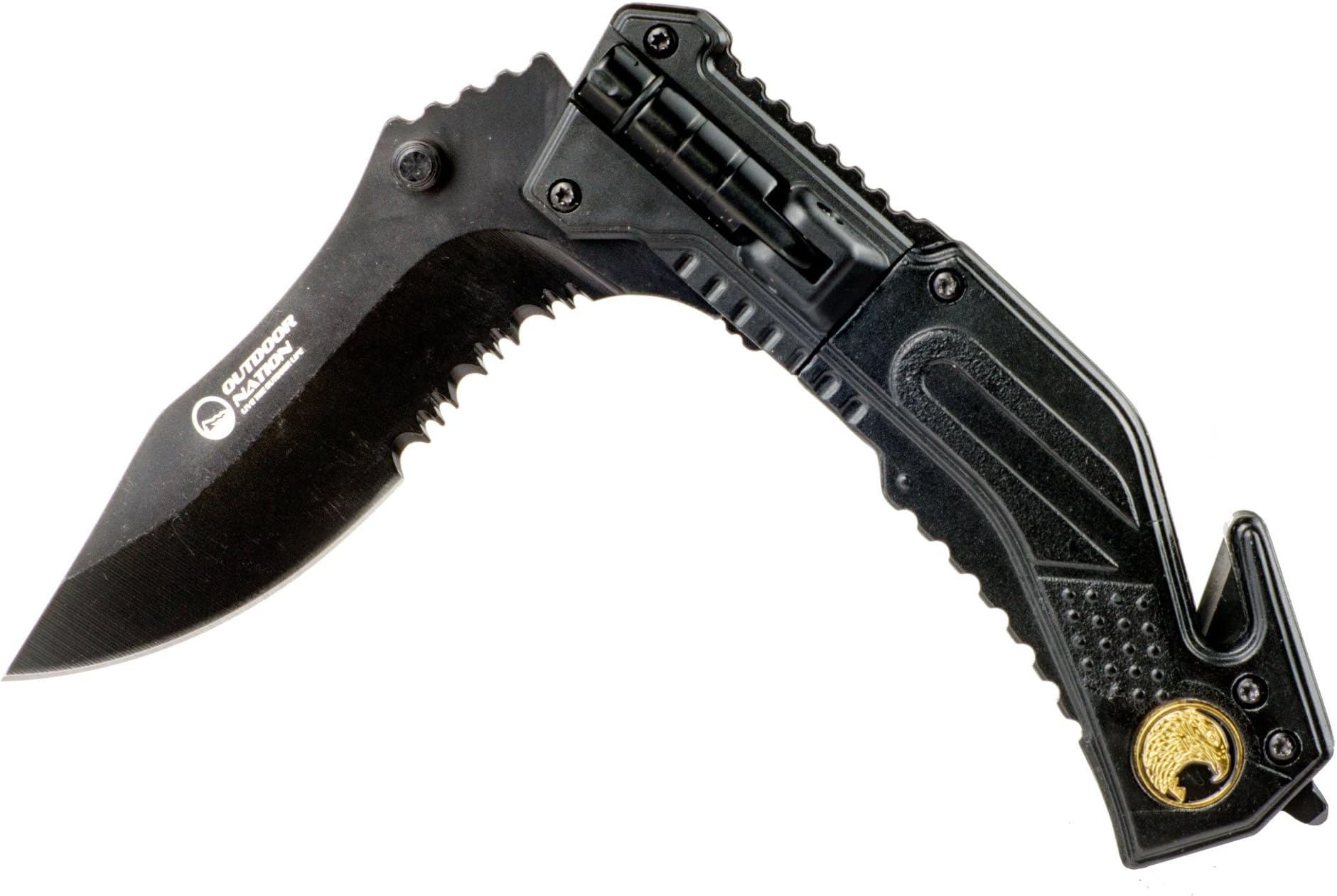 Outdoor Nation Hunting Knife, LED Tactical Rescue Pocket Knife