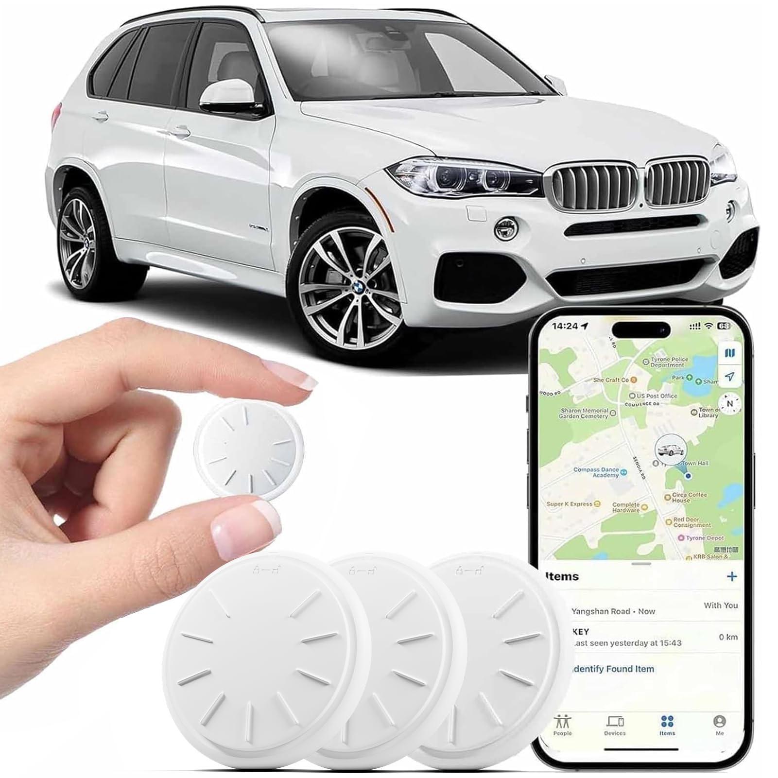 GPS Tracker Tags-3 Pack,Bluetooth Tracker Tags Works with Apple Find My APP (iOS Only, Not for Android),Smart Tag with Keychain/Lanyard,Item Finders Tracker for Key, Luggage, Wallet,Bags,Pets