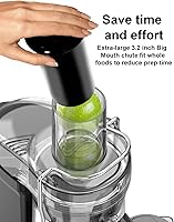 Vista 2 de SIFENE Máquinas de exprimidores Extractor centrífugo de jugo de 800 W, motor de 3.2 pulgadas de boca ancha para frutas y verduras enteras Control