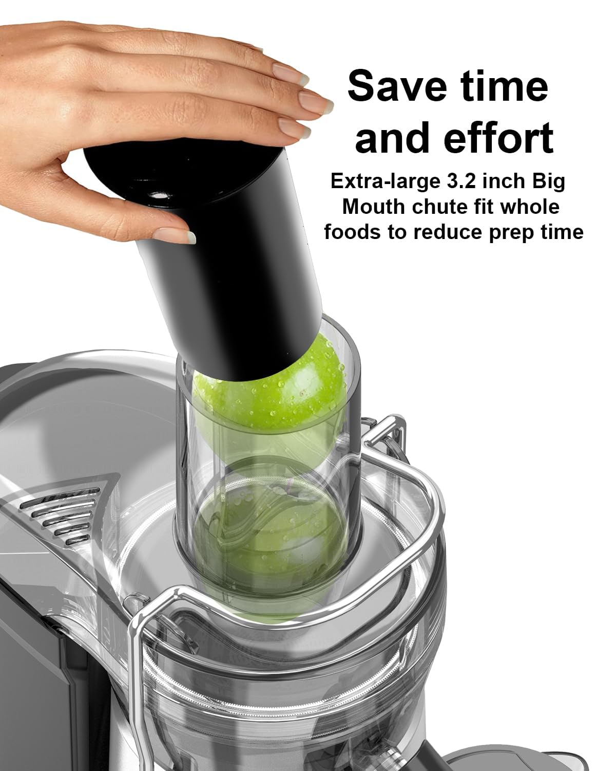 SiFENE Centrifugal Juicer Machine, Rapid 800W Juice Extractor, Large 3.2'' Feed Chute for Whole Fruit & Veg Juicing, Easy to Clean (Silver)