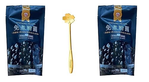 2 juegos (2 paquetes) Wufuyuan Instant Pearl con cuchara dorada, 7.4oz210g (total 14.8oz420g)