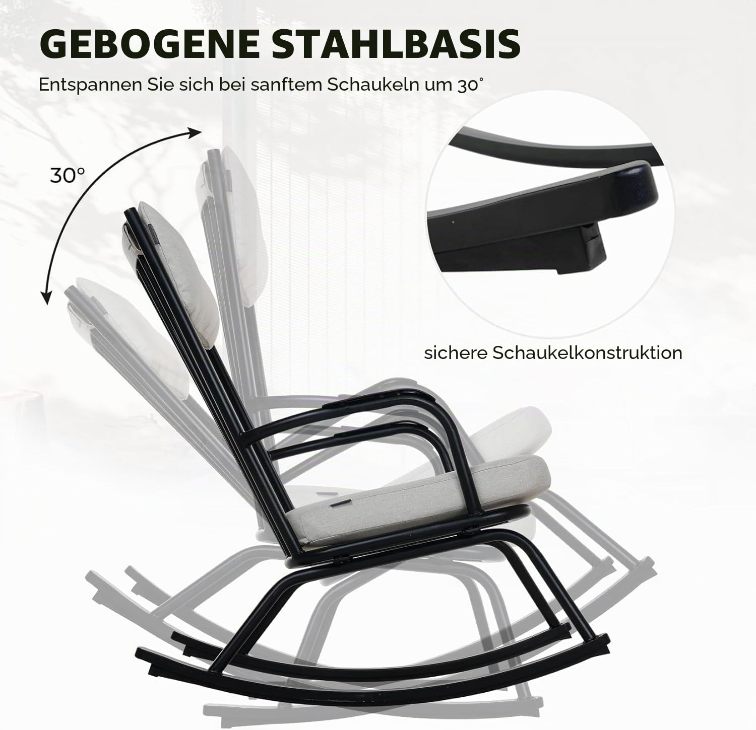 Grand patio Garten Schaukelstuhl Set mit Kissen und Beistelltisch, Outdoor GartenStuhl Schwingsessel bis 150 kg belastbar für Garten, Schlafzimmer, Wohnzimmer, Ecke, Veranda, Rot (Schwarz)