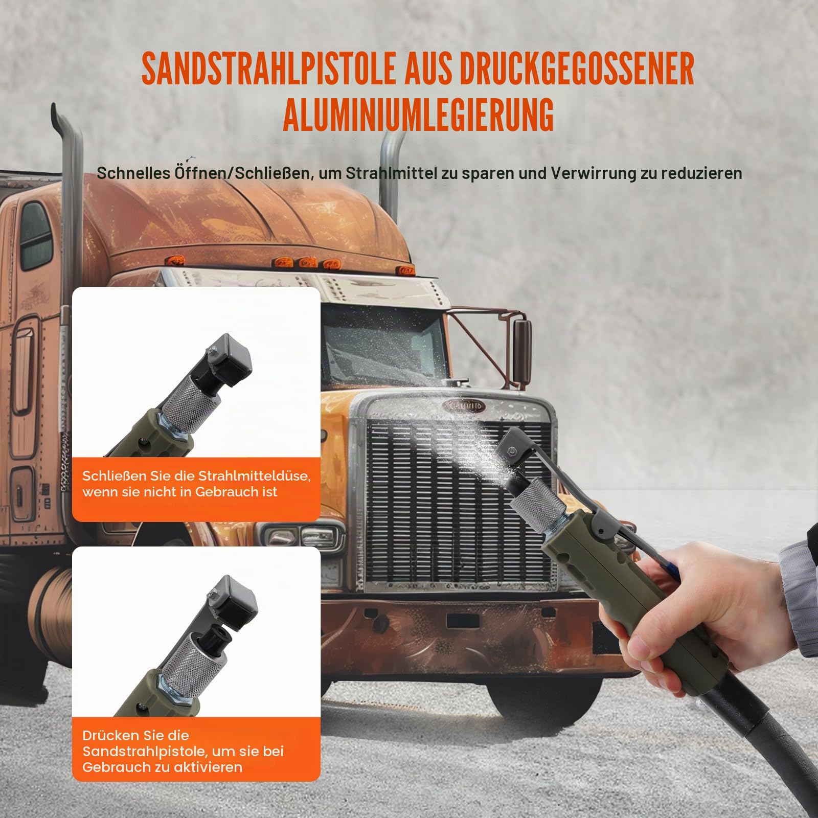 VEVOR Sandstrahlen, 40 L Sandstrahlmaschine, 60-125 PSI Mobiler Sandstrahler mit Zubehör, 2,4 mm, 2,7 mm, 3,2 mm, 3,6 mm Keramikdüsen Sandstrahlerrohr, 2,5 m Schlauchlänge Siphon-Schleifeinheiten