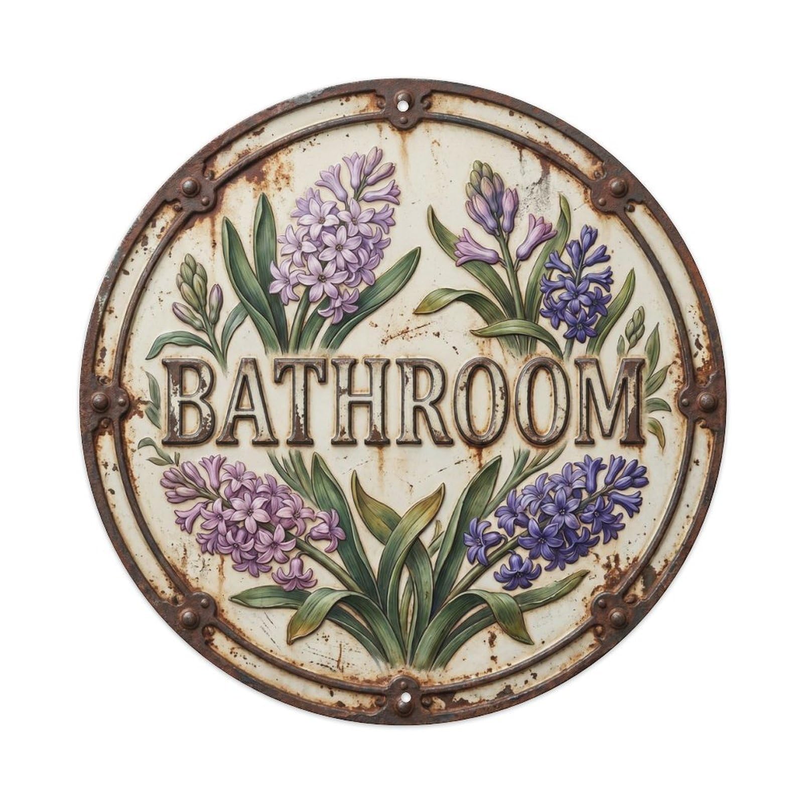 Bathroom Hyacinth Botanical Floral Room Label Metal Tin Sign