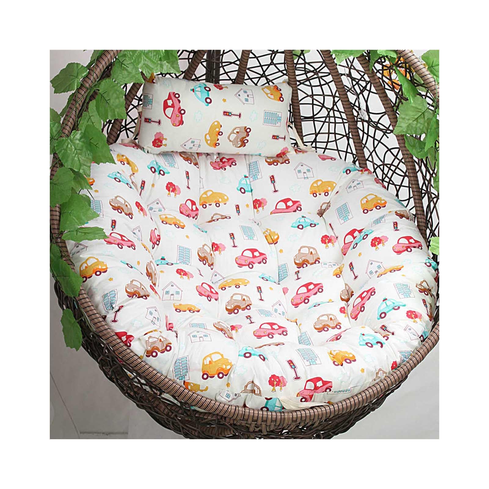Egg Chair Cushion Replacement Hanging Basket Swing Chair Cushions With Headrest, Outdoor Indoor Thick Large Seat Cushion With Pillow Nest Back (Chair Not Included) (39" diameter,E)